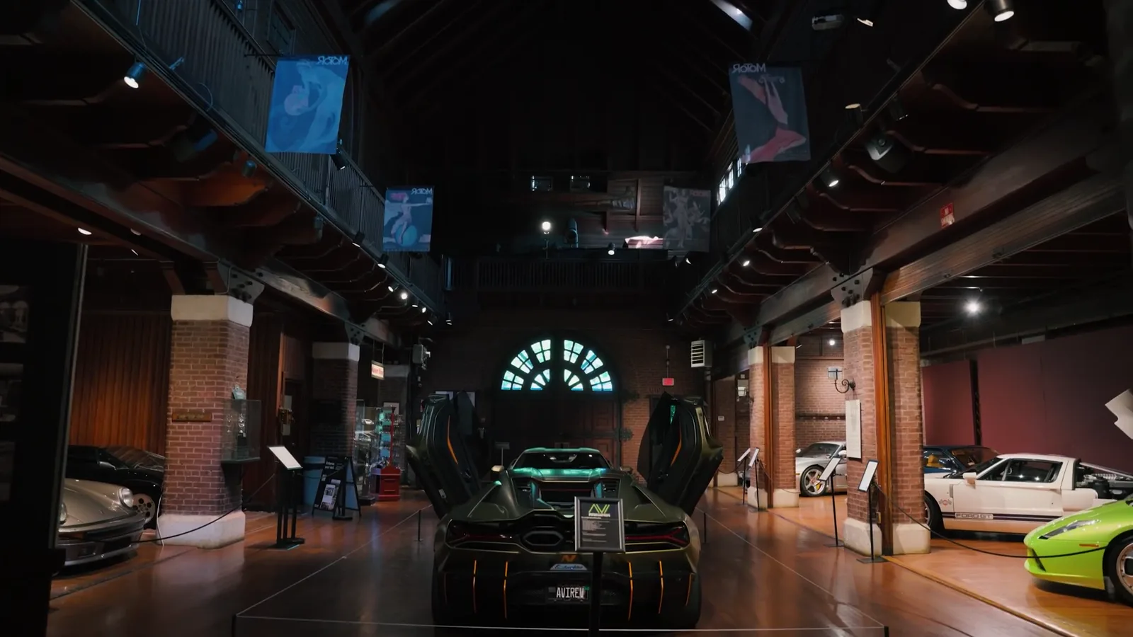 Motorcars displayed inside the Larz Anderson Auto Museum
